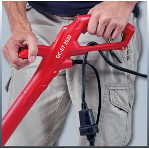 Einhell GC-ET 2522 Elektro-Rasentrimmer in Rot, mit Kabel und Handgriff.