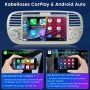 Junsun Autoradio für FIAT 500 mit Touchscreen, CarPlay, Android Auto, Navigation. Integriert in Armaturenbrett, zeigt App-Icons.