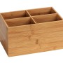 Wenko Bambus Box Terra mit 4 Fächern, braune Aufbewahrungsbox aus Bambus für Bad und Büro.