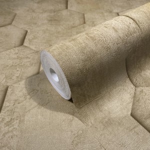 Rolle Marburg Vliestapete mit grafischem Muster in Braun-Gelb.