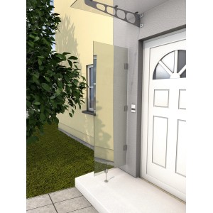 Seitenblende HD Klar, 180x60 cm, aus transparentem Sicherheitsglas für Windschutz am Hauseingang.