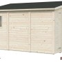 Palmako Mia Holz-Gartenhaus, unbehandelt, mit Pultdach, 332x165 cm. Naturholzoptik.