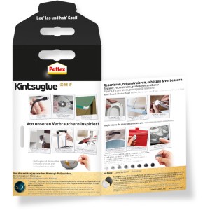 Pattex Knetkleber Kintsuglue Schwarz, flexible Reparaturknete, 15g Packung.