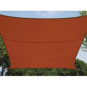 Rechteckiges, terrakottafarbenes Sonnensegel 4 x 3 m für Garten oder Terrasse.