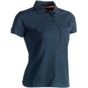 Marineblaues Herock Damen Polo-Shirt Freya, kurzärmlig, mit Brusttasche. Arbeitskleidung in Größe L.