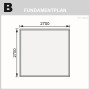 Fundamentplan Karibu Holz-Gartenhaus Kastberg, 270x270 cm, Maße in mm.