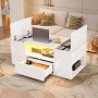 okwish Couchtisch mit LED Beleuchtung Schublade Stauraum Wohnzimmer 100x50x40cm Weiß_2