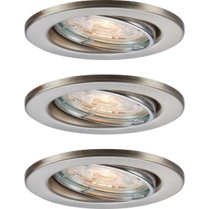 3er-Set LED-Einbauleuchten 86R in Nickel: Metall-Einbaustrahler für Decken und Möbel.