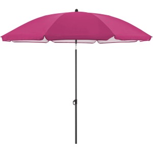 Pinkfarbener Derby Marktschirm COMO, Ø 165 cm, mit Handöffner. Sonnenschirm für Balkon und Garten.