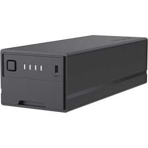 Schwarze Ecoflow Zusatzbatterie Glacier für Camping, 298 Wh Kapazität.