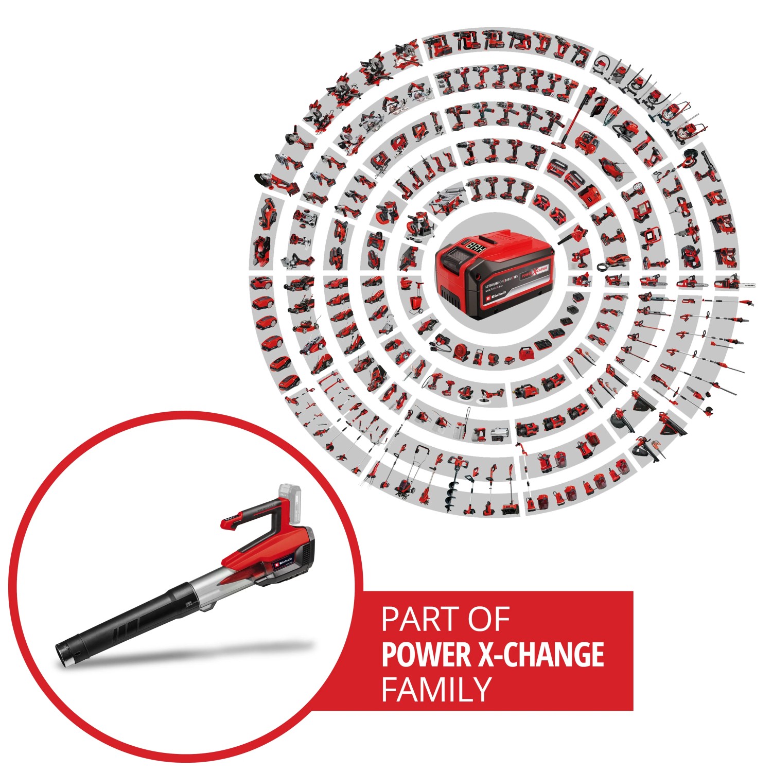 Einhell Akku-Laubbläser GP-LB 18/200 Li E-Solo, Teil der Power X-Change Familie.