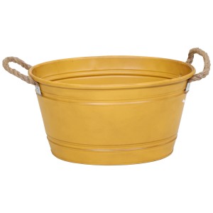 M Collections Zinkwanne Beat Oval Rope 25 cm x 42 cm x 64 cm Gelb