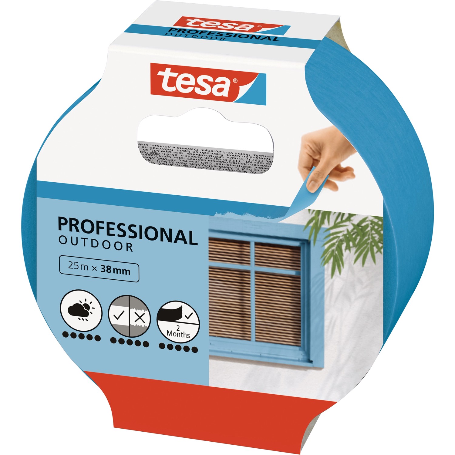 Tesa Malerband Professional Outdoor, 25 m x 38 mm, für präzise Aussenanwendungen.