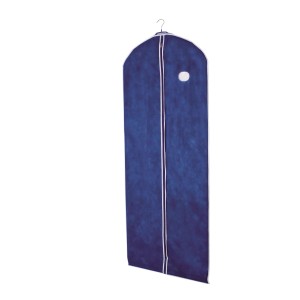 Blauer Wenko Kleidersack Air aus Vlies, 60x150 cm, mit Reißverschluss und Sichtfenster zur Textilaufbewahrung.