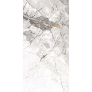Bodenfliese Feinsteinzeug Gold, glasiert, poliert, 60x30 cm, Marmor-Optik.