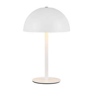 Weiße, dimmbare LED-Tischleuchte Munoz von Reality, Ø 13 cm. Moderne Akku-Tischlampe.