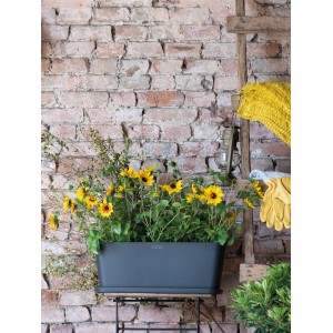 Rechteckiger, anthrazitfarbener Deroma Untersetzer für Pflanzkasten Origin, 48 cm.