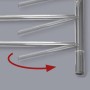 Detailaufnahme: Schwenkbare Rohre des Nordholm Designheizkörpers Shift aus Edelstahl.