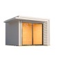 Modernes, grau-weißes Weka Gartenhaus Amberley mit Doppelschiebetür, 300x300 cm.