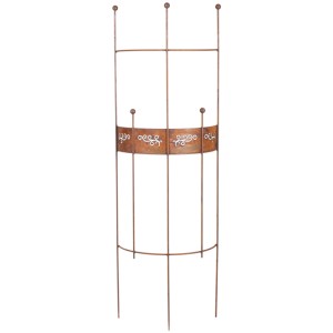 Halbrundes Rankgitter aus Metall mit Rosteffekt und Borte, 40x118 cm, für Kletterpflanzen.