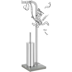 Verchromte baliv WC-Bürstengarnitur ST-6855 mit Papierhalter für das Badezimmer.