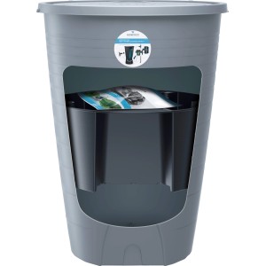 Graue Waterform Regentonne Peruno 260 l mit modernem Design für den Garten.