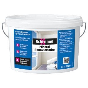 Eimer SchimmelX Mineral Renovierfarbe, weiße Anti-Schimmelfarbe für ca. 30 m².