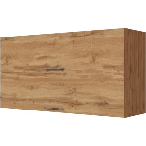 Held Möbel Klapphängeschrank Sorrento in Wotaneiche Optik, Küchen Hängeschrank mit zwei Klappen und Metallgriffen.