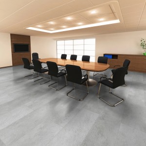 Verlegtes Beispiel: Classen Ceramin-Fliese Neo Vario Delphi Großformat in Steinoptik im Konferenzraum.