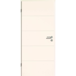 GetaDoor Zimmertür Catro Line Arctic Weiß, 75x203 cm, Anschlag links, mit horizontaler Rillenprägung.