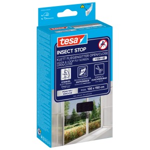 tesa Insect Stop Klett Fliegengitter Open/Close anthrazit für Fenster, Verpackung.