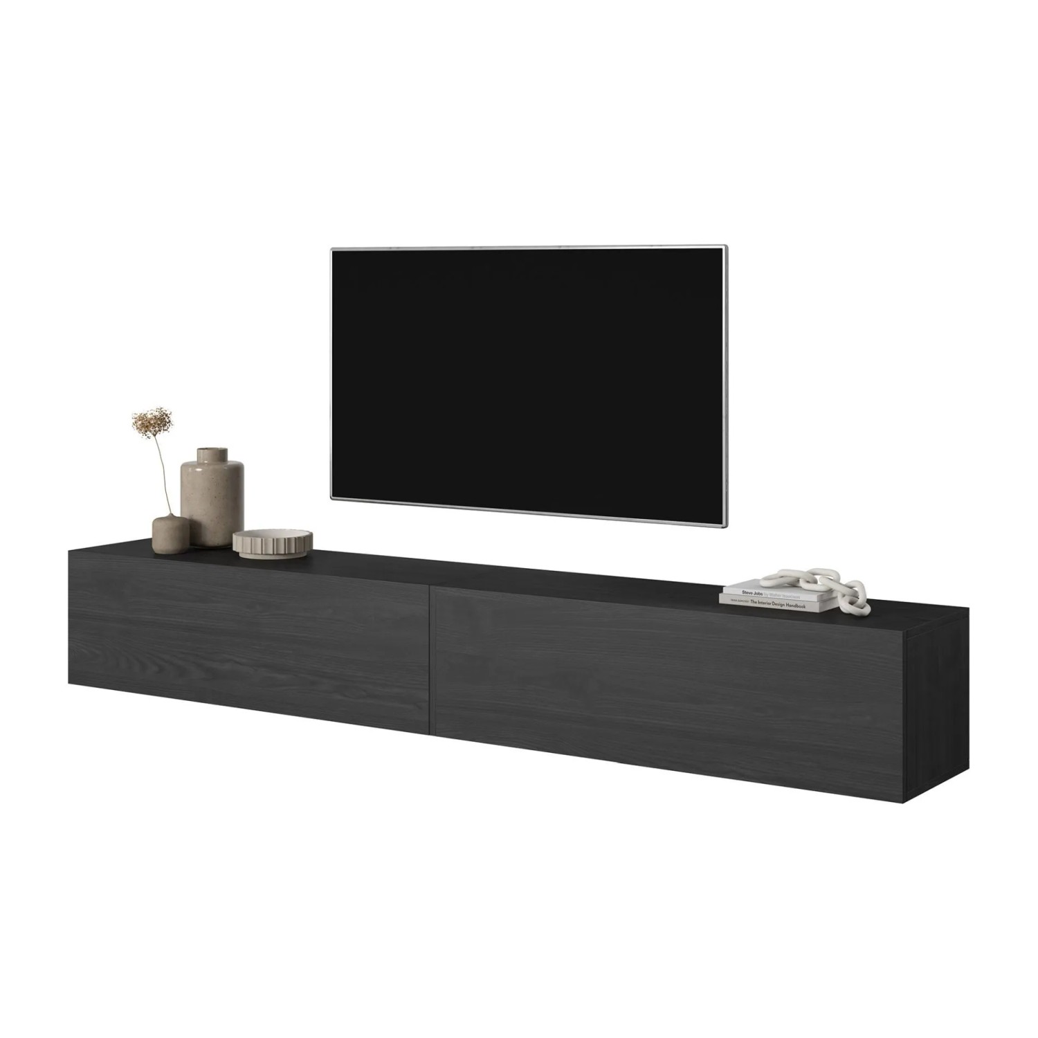 Selsey TV-Hängeboard Bisira 200 cm Holzoptik Esche Schwarzgrau_4
