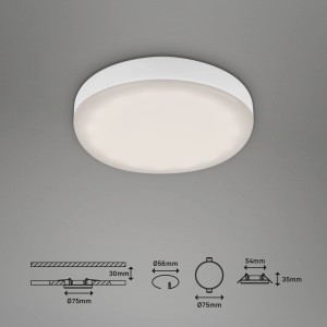 Weißer Briloner LED-Einbaustrahler Plat, 1er-Set, Ø 7,5 cm, neutralweißes Licht.
