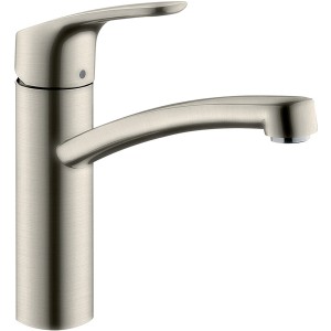 Hansgrohe Focus Küchenarmatur, 160mm, Edelstahl-Optik. Einhebelmischer mit schwenkbarem Auslauf.