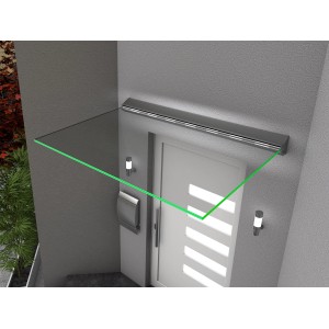 Echtglasvordach mit LED-Beleuchtung 160 cm x 93,5 cm VSG 2x 8 mm Klar
