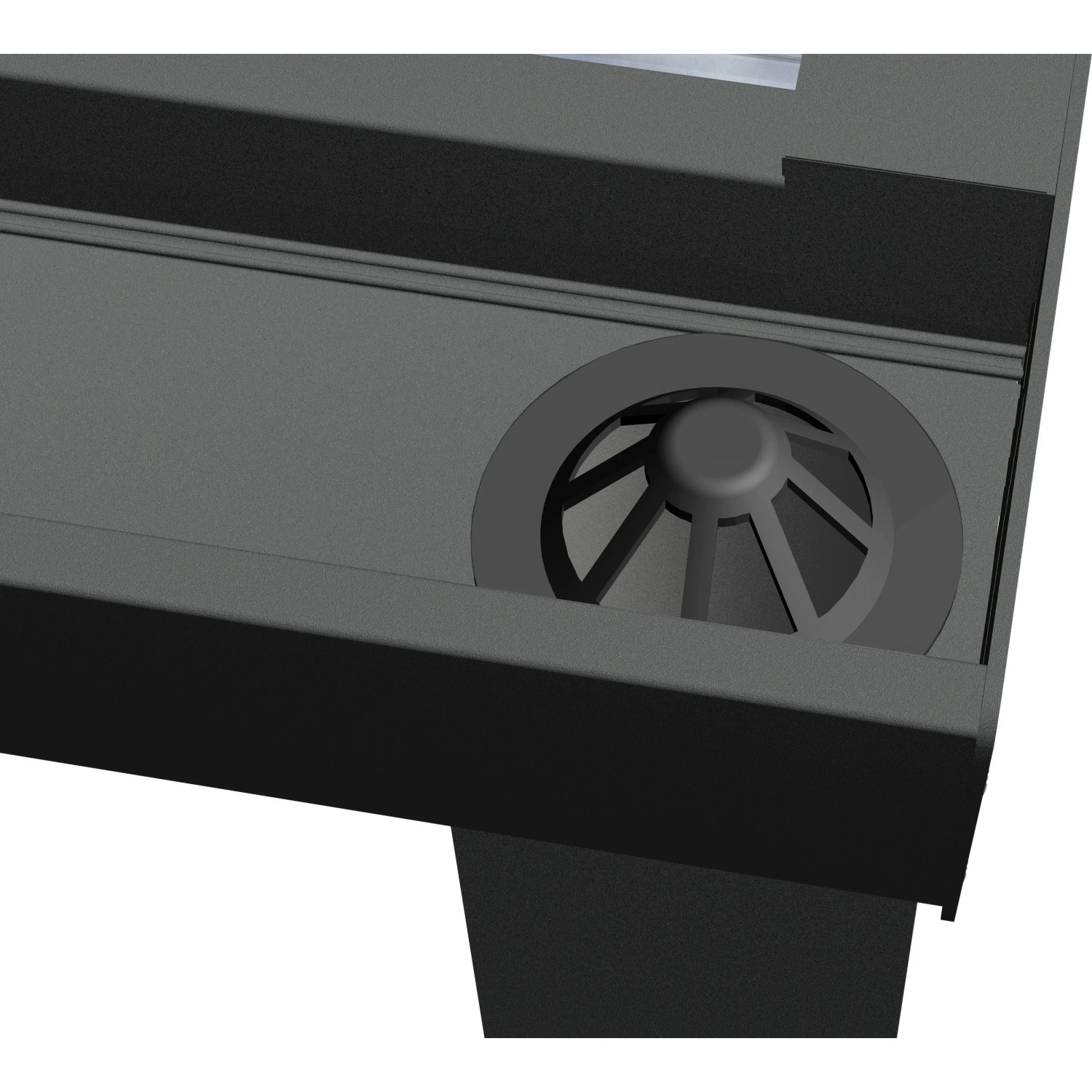 Detailaufnahme: Integrierter Regenablauf der anthrazitfarbenen Terrassenüberdachung Professional.