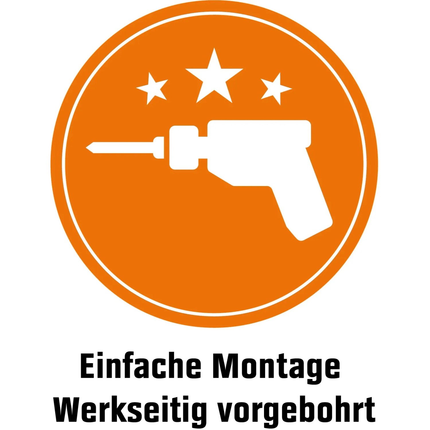 Symbol für einfache Montage und werkseitige Vorbohrung der Sicherheits-Haustür.