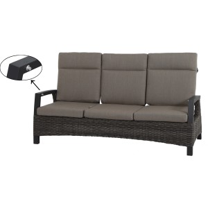 Siena Garden 3er Gartenbank Sofa Corido, anthrazitgraues Geflecht, taupefarbene Kissen, stufenlos verstellbar.