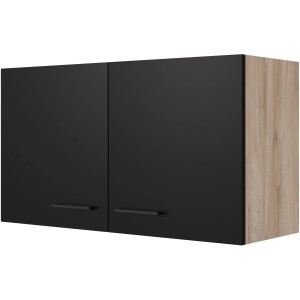 Flex-Well Exclusiv Küchen-Oberschrank Capri 100 cm Schwarz Matt-Endgrain Oak