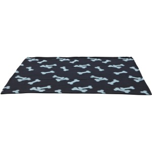 Schwarze Jollypaw Fleecedecke Joost mit Knochenmuster, 100x70 cm. Hundedecke für Hunde.