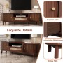 okwish TV Schrank mit Türen Schubladen Rattan Massivholz Stauraum 165x37x46cm Braun_7