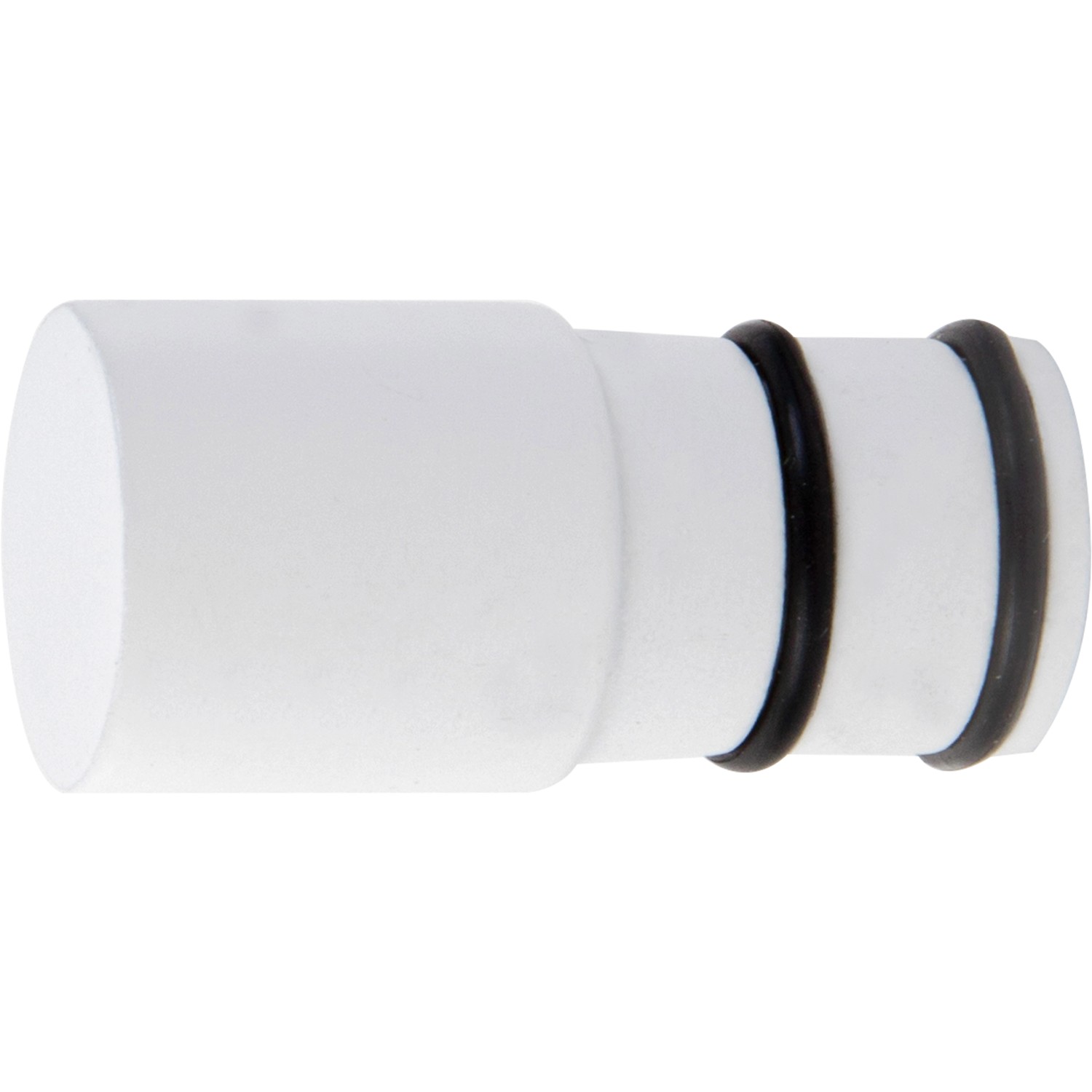 Weißes Gardinenstangen-Endstück in Zylinderform, Ø 19 mm, für Stilgarnituren.