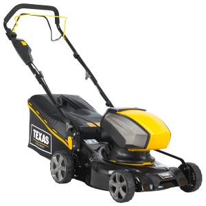 Texas Akku-Rasenmäher Razor 4220 TR-Li mit Mulch-Kit, 40 V, schwarz und gelb.