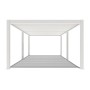Weißer Aluminium Pavillon mit geschlossenem elektrischem Lamellendach. Moderne Terrassenüberdachung 4x6m.