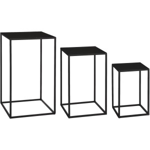 Mica Decorations Beistelltisch Quinty, 3er Set, schwarz, Metall, quadratische Form.