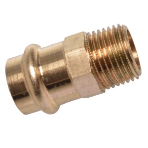 Kirchhoff RG-Übergangsnippel, 12 mm x 21 mm, aus Rotguss mit Muffe und Gewinde.