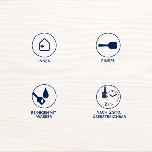 Anwendungshinweise für Bondex Holzbeize: Innen, Pinsel, Reinigung mit Wasser, nach 2 Std. überstreichbar.