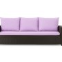 Lila Gartenkissen Set für Polyrattan 3-Sitzer Sofa, bestehend aus Sitz- und Rückenkissen.