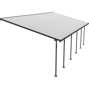 Palram Canopia Terrassenüberdachung Feria, anthrazit, 4x10.31 m. Doppelstegplatten und Aluminiumrahmen.