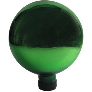 Grüne Rosenkugel (Ø 18 cm) aus Glas für die Gartendekoration.